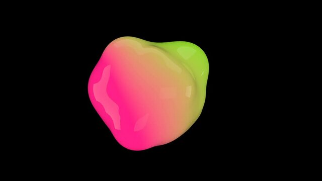 3D animation of Abstract smooth liquid shape. 4k seamless loop 3D animation. Smooth animation of bubbles, metaball with inner glow. alpha matte isolated on black background.