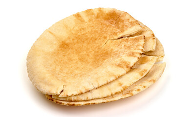 Pita bread, isolated on white background.