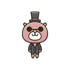 Little bear with vintage outfit illustration. Vector graphics for t-shirt prints and other uses.