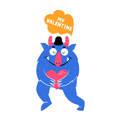 Vector illustration with cute monsters isolated on a white background. 