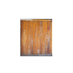 Old wooden garage gate isolated on white