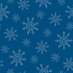 Snowflakes seamless pattern Hand-drawn winter doodle illustration.Christmas pattern.