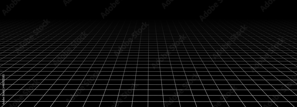 Poster Vector gradient grid. Perspective tile of lines. Detailed vector illustration.