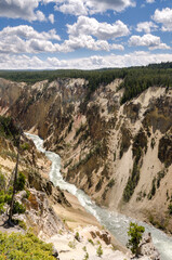 yellowstone river and falls ingrand canyon in Yellowstone National Park in Wyoming