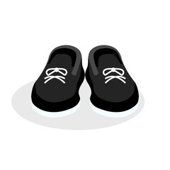 Black sneakers on an isolated background. Vector illustration of bright shoes. Flat design.