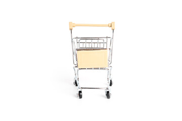 Fototapeta na wymiar The shopping cart is isolated on a white background. Empty trolley.