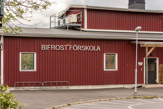 Mölndal, Sweden - May 16 2021: Exterior of Bifrost Förskola..