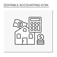 Budget line icon. Communication of financial and nonfinancial information about home business. Renting. Accounting concept. Isolated vector illustration. Editable stroke