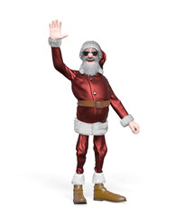 santa claus is waving and saying a happy christmas to you