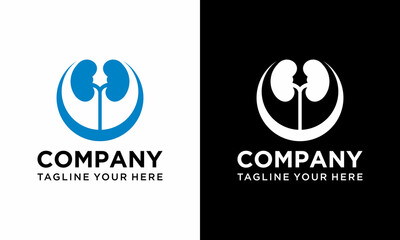 Circle Kidney Care vector illustration design logo template symbol on a black and white background