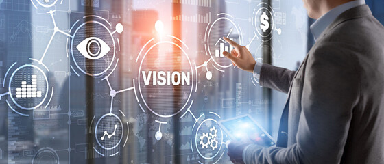 Vision Direction Future Business Inspiration Motivation Concept - obrazy, fototapety, plakaty