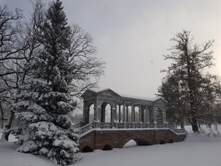 Marble bridge in the Catherine Park. Russia, Pushkin 