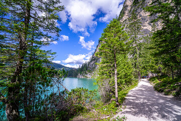 Hiking around the Lago di Braise in  South Tyrol.