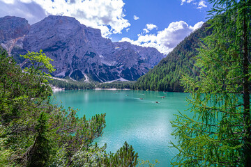 Fototapeta na wymiar Hiking around the Lago di Braise in South Tyrol.
