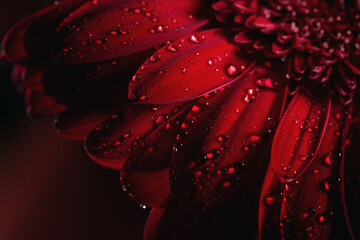 red flower with water drops - 465120503