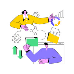 Cloud collaboration abstract concept vector illustration. Online collaboration, remote business management, computing service company, distributed team, cloud service, distance abstract metaphor.