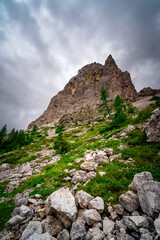 Fototapeta premium Hiking to the Rotwand Meadows in South Tyrol.
