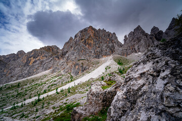 Hiking to the Rotwand Meadows in  South Tyrol.