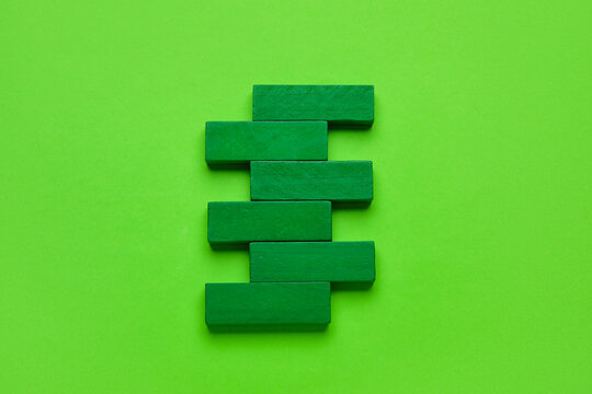Green blocks on color background