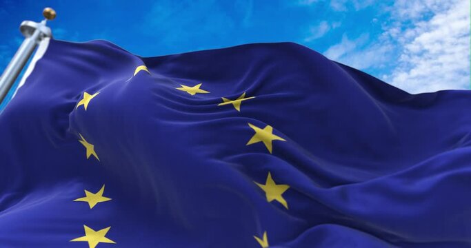 The flag of The European Union flapping in the wind