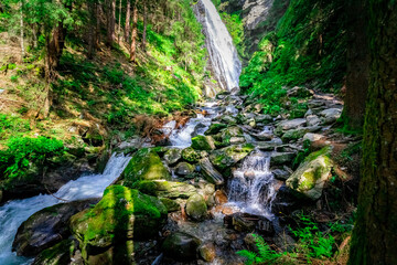 Pojer Waterfall in Valle Aurina in South Tyrol