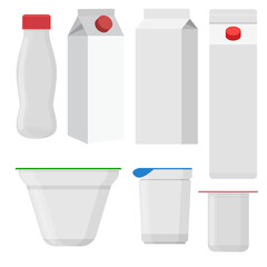 Set of dairy bottles products and package vector elements