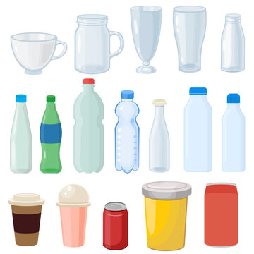 Set of bottles plastic concept vector illustration