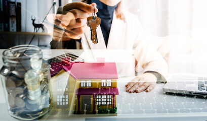 Real estate broker residential house rent listing contract. Offer of purchase house, rental of Real Estate. Giving, offering, demonstration, handing house keys.