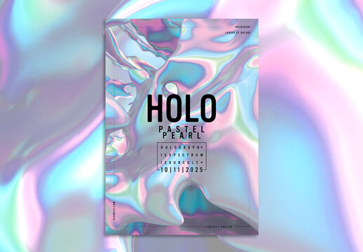 Trendy Vivid Iridescent Holographic Gradient Poster Layout