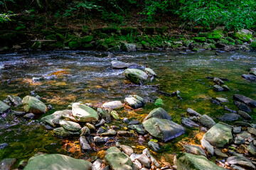 Hiking through the Valley of the Snakes near Fattendorf in the Bavarian Forrest.