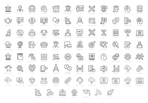 E Learning Outline Icons Set