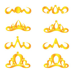 Set of gold tiaras for princesses and queens