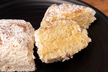 Dessert - white cake with cream and coconut filling