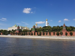 The walls of the Moscow Kremlin on a hot summer day. Russia Moscow 