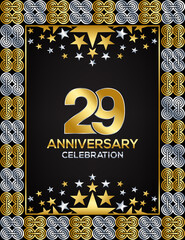 29  Years Anniversary Day Luxury Gold Or Silver Color Mixed Design, Company Or Wedding Used Card Or Banner Logo