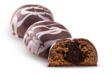 Two chocolate bars one cut in half hand mate