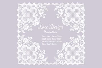 アンティークな模様のレースを使ったフレームデザイン素材。ベクター・イラスト