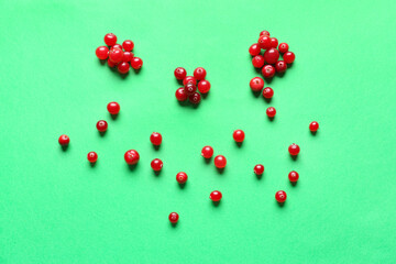 Ripe lingonberry on color background