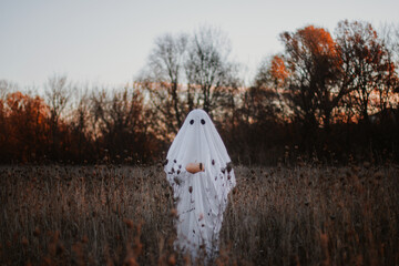 Ghost. Autumn. Halloween photography