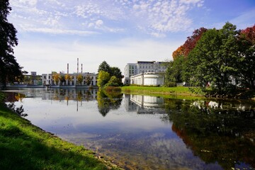 Fototapeta premium White Factory at Piotrkowska Street , currently the seat of the Central Museum of Textiles