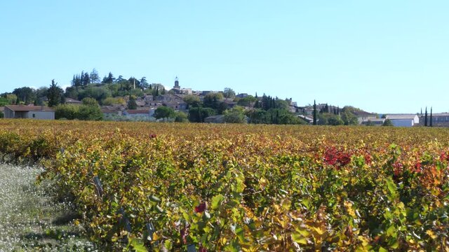 The nice landscape near the small village of Visan. the 22th October 2021, France.