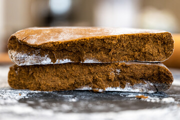 Sliced Disk of Gingerbread cookie Dough