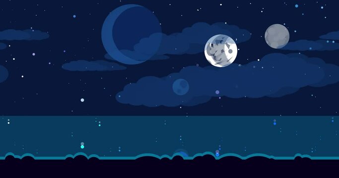 seamless animated game background with parallax effect. website, design, sky, clouds. moving landscape, flat graphics. looped video.	Alien art, the surface of an alien planet, cold space, sci fi.