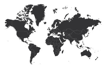 Obraz premium Gray political map of World.