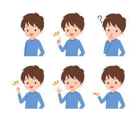 色々なポーズの私服の男性のイラスト