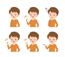 色々なポーズの私服の男性のイラスト