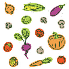 Vegetables set. Vegetables isolated. Vector vegetables. Vector illustration.