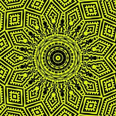Abstract Black & Yellow Kaleidoscope Fractal - I see bells & lights and so many more hidden gems in this design! If nothing else, it’s certainly bright enough for the darkest of days :-)