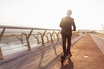 Walk on an electric scooter