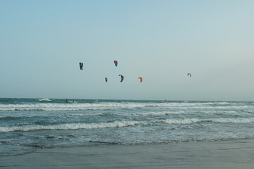 kite surfing on the beach